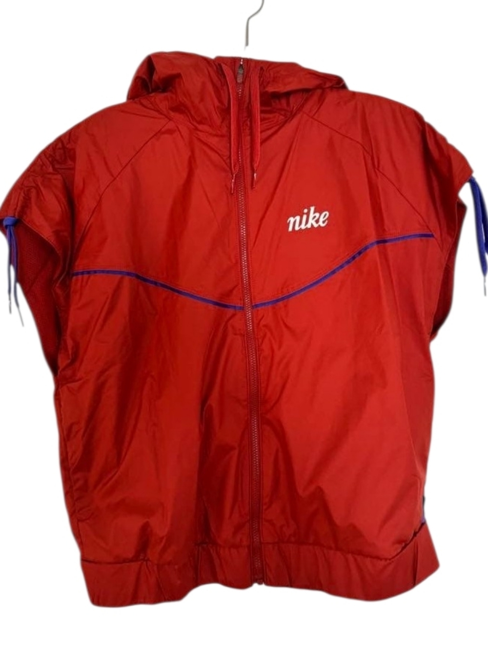 Nike Women's Deep Orange Hooded Summer Track Jacket with Blue Trim